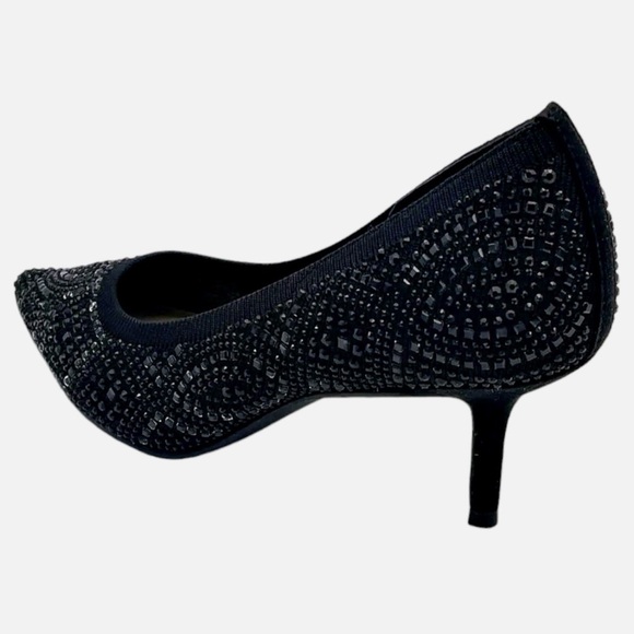 Thalia Sodi Heathere Pointed-Toe Heel Pumps Black Flyknit Black Rhinestones New - Picture 3 of 5